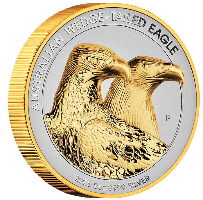 2026 Australian Wedge-Tailed Eagle $2 2oz Silver Enhanced Reverse Proof Ultra High Relief Gilded Coin