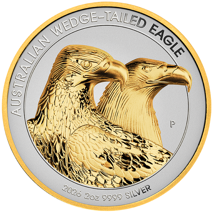 2026 Australian Wedge-Tailed Eagle $2 2oz Silver Enhanced Reverse Proof Ultra High Relief Gilded Coin