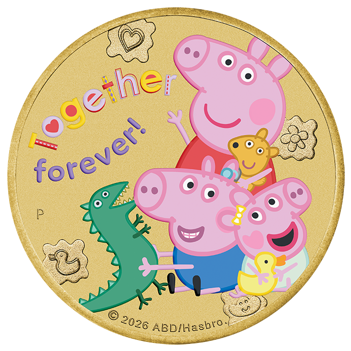 Peppa Pig Together Forever 2026 $1 Colour Uncirculated Coin