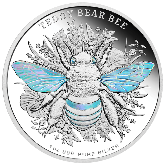 2026 Australian Native Bees – Teddy Bear Bee 1oz Silver Proof Hologram Coin