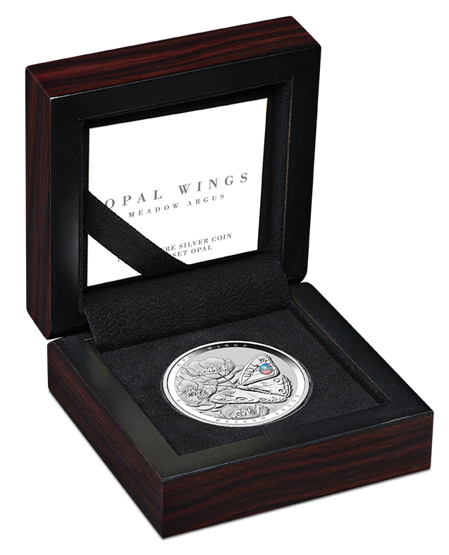 2026 Australian Opal Wings – Meadow Argus 1oz Silver Proof Coin with Opal Insert