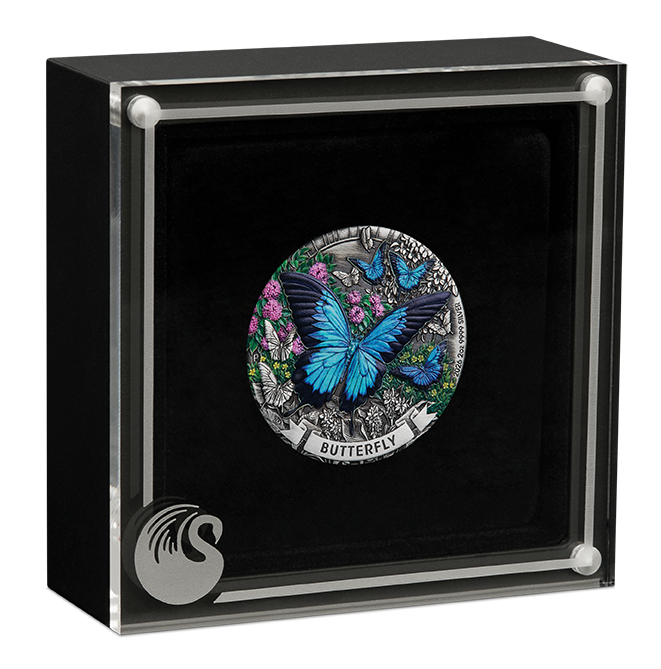 Australia Butterfly 2026 $2 Colour 2oz Silver Antique Coin