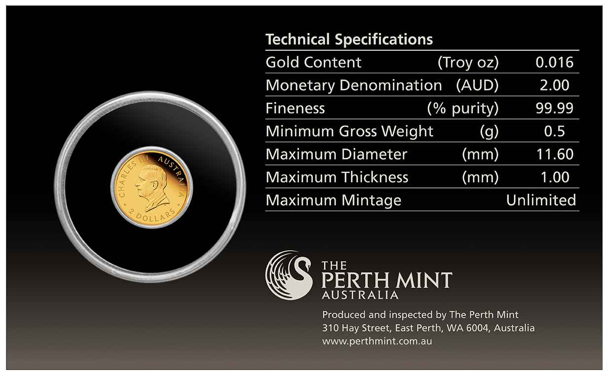 2025 $2 Mini Roo 0.5g Gold Proof Coin in Card