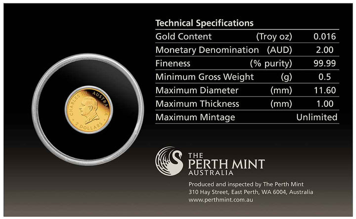 2025 $2 Mini Roo 0.5g Gold Proof Coin in Card