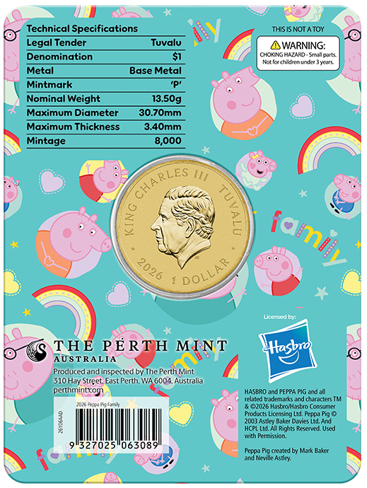 Peppa Pig 2026 $1 Colour Uncirculated 3-Coin Set