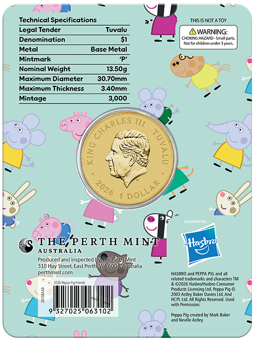 Peppa Pig 2026 $1 Colour Uncirculated 3-Coin Set