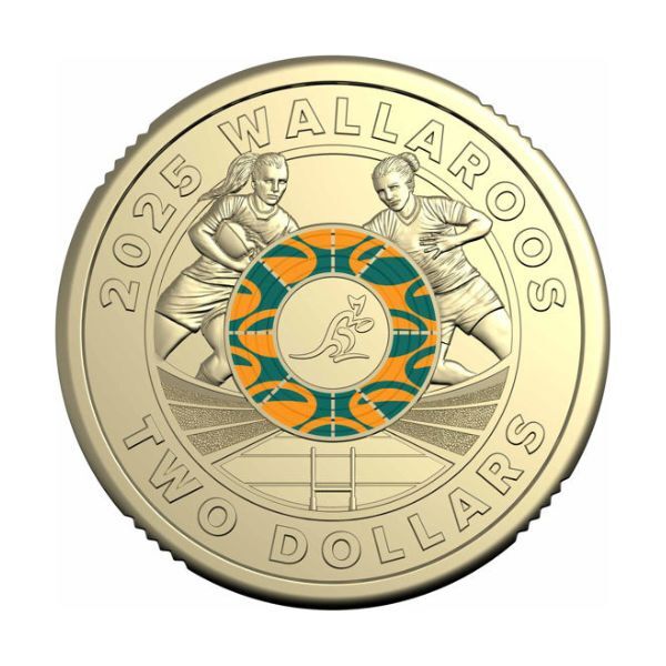 2025 $2 Wallabies & Wallaroos - Rugby Australia Coloured Two Coin Set