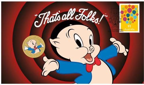 2018 LOONEY TUNES PORKY PIG $1 STAMP &amp; COIN COVER PNC