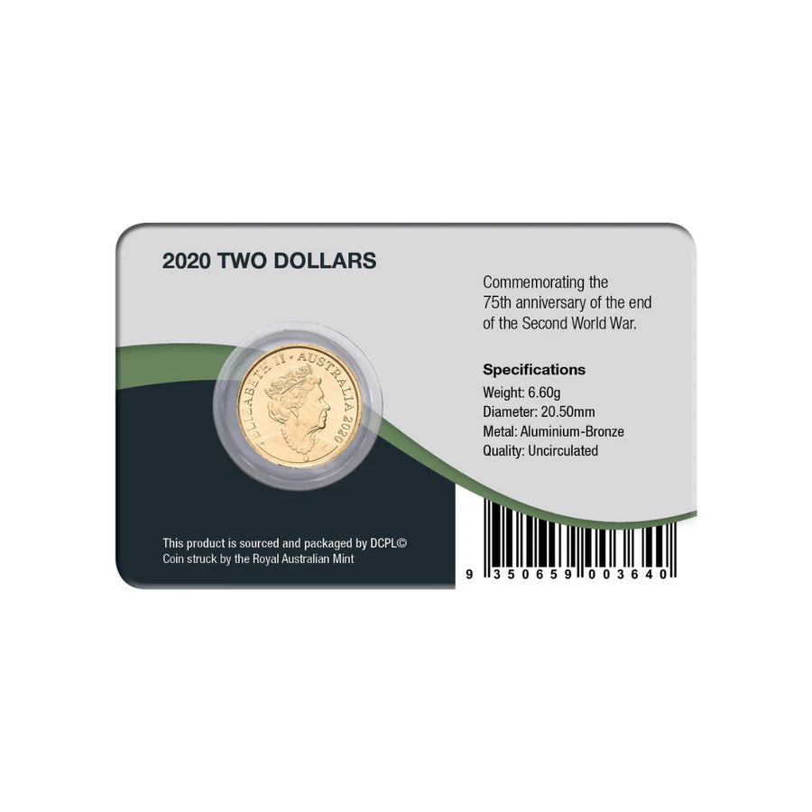 2020 $2 75th Anniversary of the End of WWII Coloured Aluminium Bronze Coin Pack