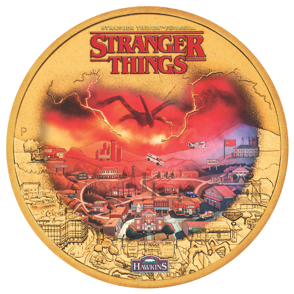 Stranger Things - Hawkins 2026 $1 Colour Gold-plated Uncirculated Coin