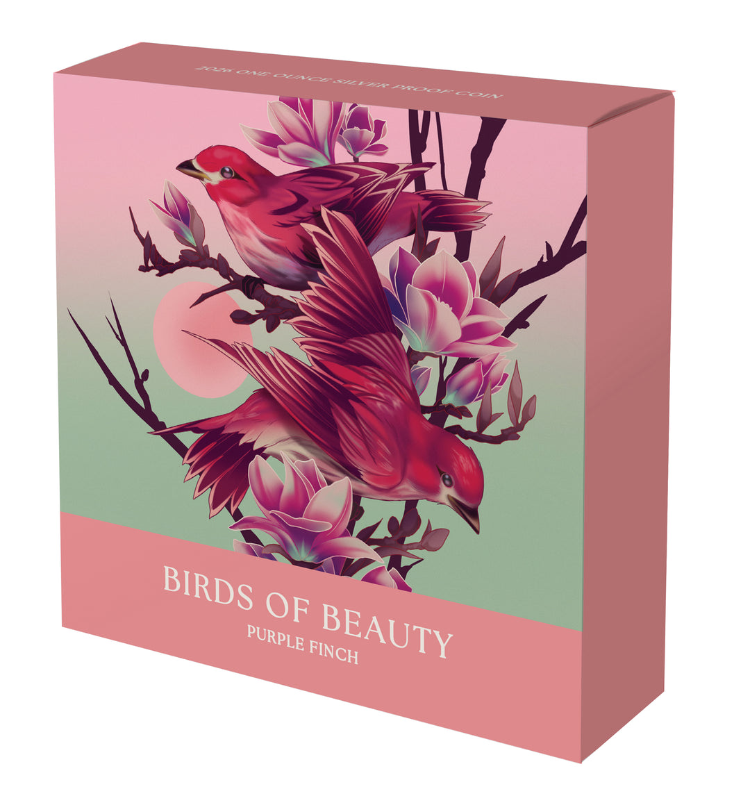 2026 Birds of Beauty Purple Finch &amp; Magnolias $1 1oz Silver Proof Coin