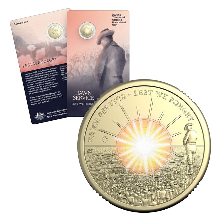 2026 $2 Dawn Service ‘C’ Mintmark Coloured Uncirculated Coin