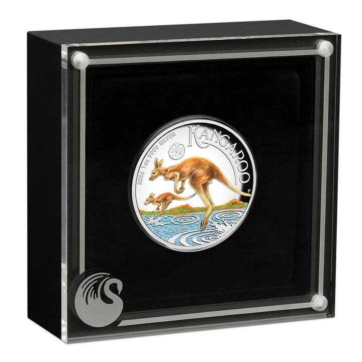 Australia Kangaroo 2026 $1 1oz Silver Proof High Relief Coloured Coin