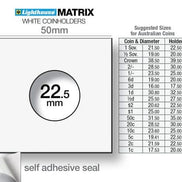 MATRIX Self-Adhesive Coin Holders – 22.5 mm (White, Pack of 25) – Fits $2 Coins