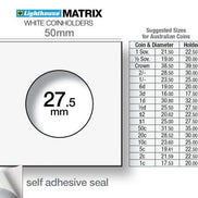 MATRIX Self-Adhesive Coin Holders – 27.5 mm (White, Pack of 25) – Fits $1 Coins