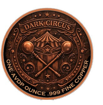 Dark Circus Clown 1oz .999 Fine Copper Round with Numbered Display Card