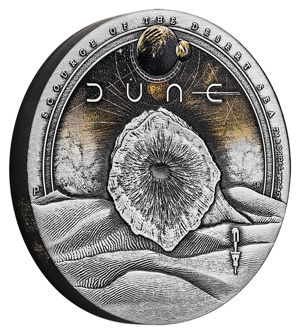 Dune: Scourge of the Desert Sea 2026 2oz Silver Antiqued Coloured Coin