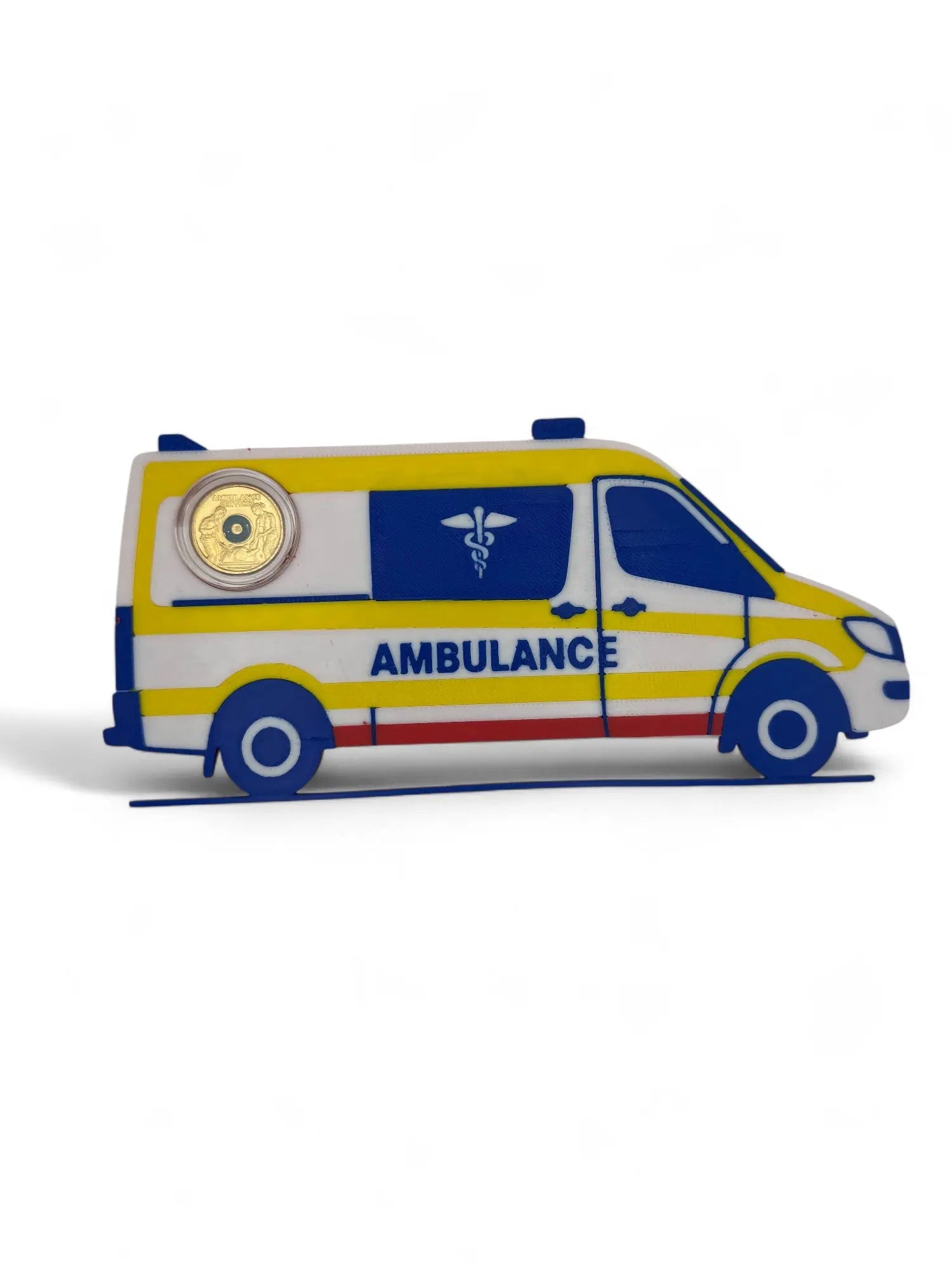 Ambulance $2 Card Coin Display – 3D Printed with Capsule & Stand The Coin Shed
