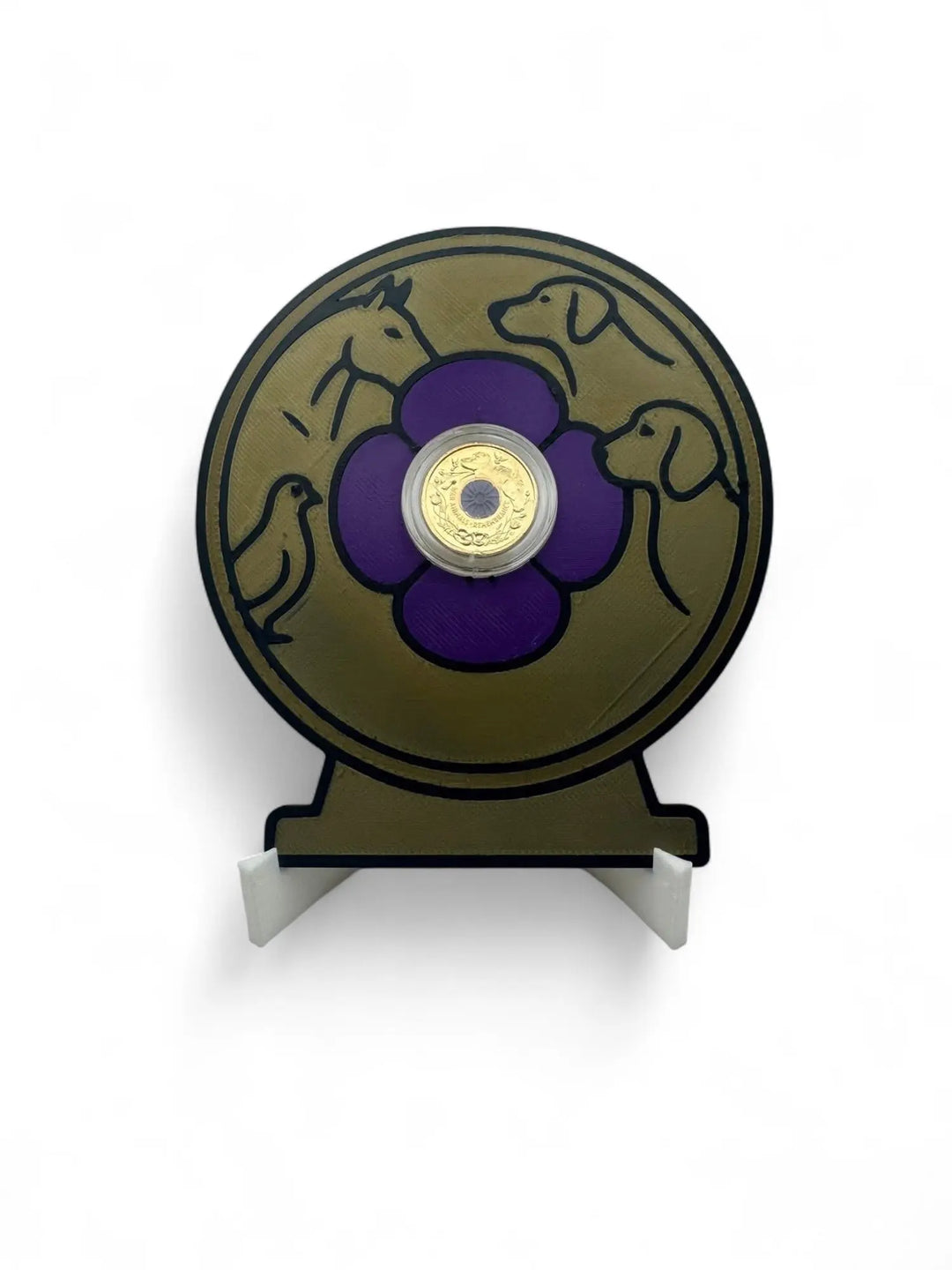 Purple Poppy $2 Card Coin Display – 3D Printed with Capsule & Stand The Coin Shed