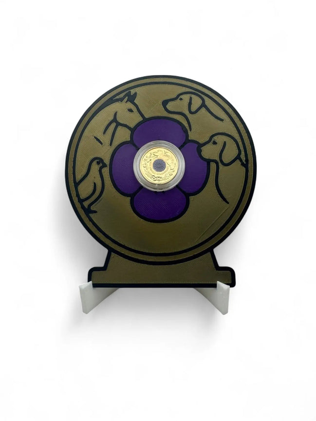 Purple Poppy $2 Card Coin Display – 3D Printed with Capsule & Stand The Coin Shed