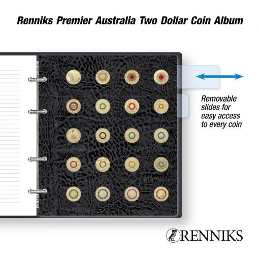 Renniks Premier Australian $2 Coin Album – Binder & Slipcase (Holds 80 Coins) The Coin Shed