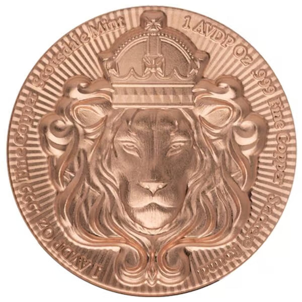 Scottsdale Mint Lion Stacker 1oz Copper Round (1 AVDP oz .999 Fine Copper)