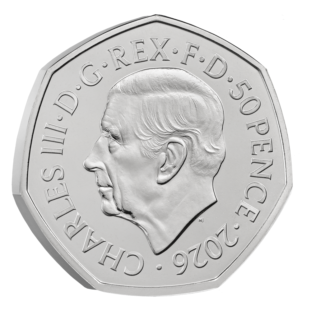 2026 50 Years of Aardman™ 50p Brilliant Uncirculated Colour Coin