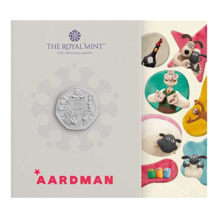 2026 50 Years of Aardman™ 50p Brilliant Uncirculated Colour Coin