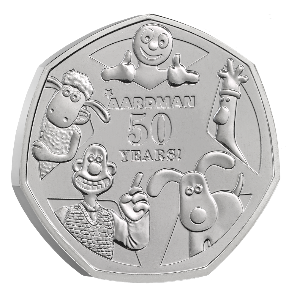 2026 50 Years of Aardman™ 50p Brilliant Uncirculated Colour Coin