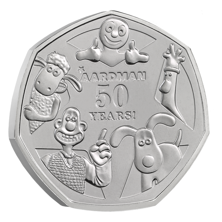 2026 50 Years of Aardman™ 50p Brilliant Uncirculated Colour Coin