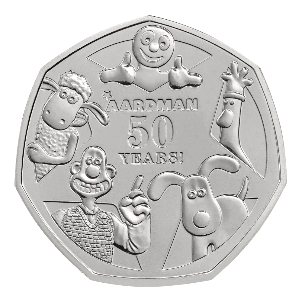 2026 50 Years of Aardman™ 50p Brilliant Uncirculated Colour Coin