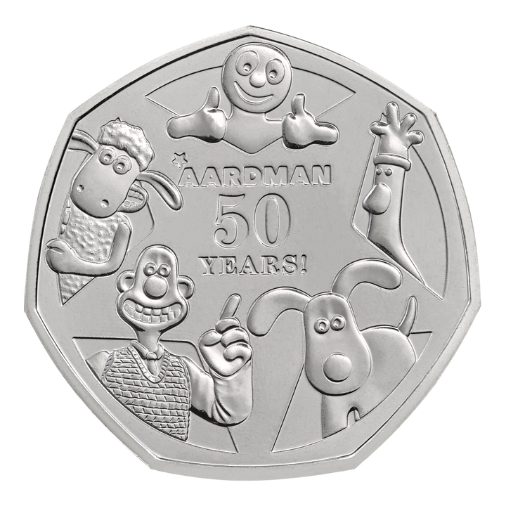 2026 50 Years of Aardman™ 50p Brilliant Uncirculated Colour Coin