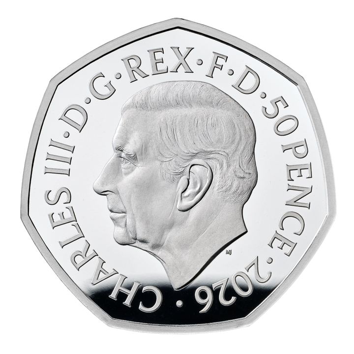 2026 50 Years of Aardman™ 50p Silver Proof Colour Coin