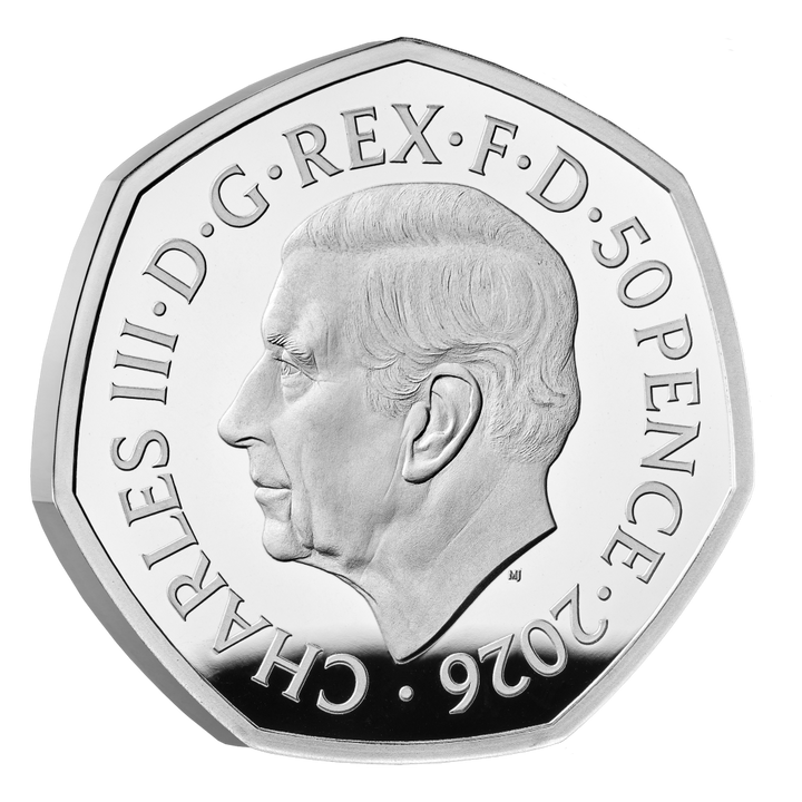 2026 50 Years of Aardman™ 50p Silver Proof Colour Coin