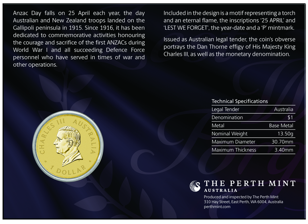 Australia Anzac Day 2026 $1 Brilliant Uncirculated Coin