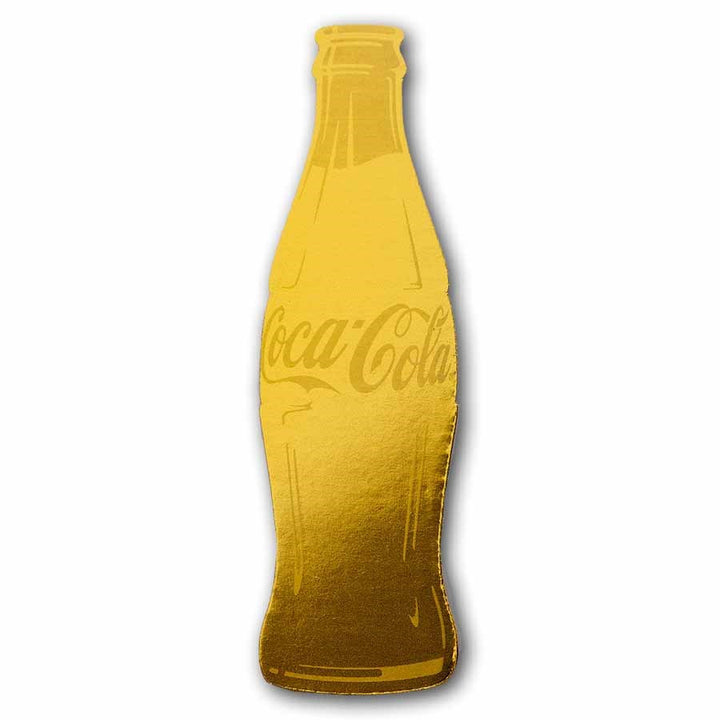 Coca-Cola 1/1000oz Gold Shaped Bottle Collectible in Display Card