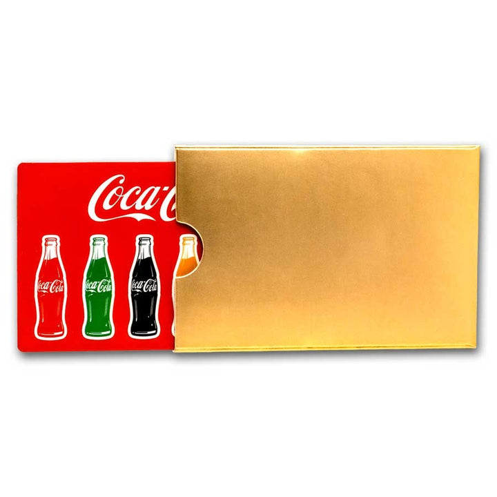 Coca-Cola 1/1000oz Gold Shaped Bottle Collectible in Display Card