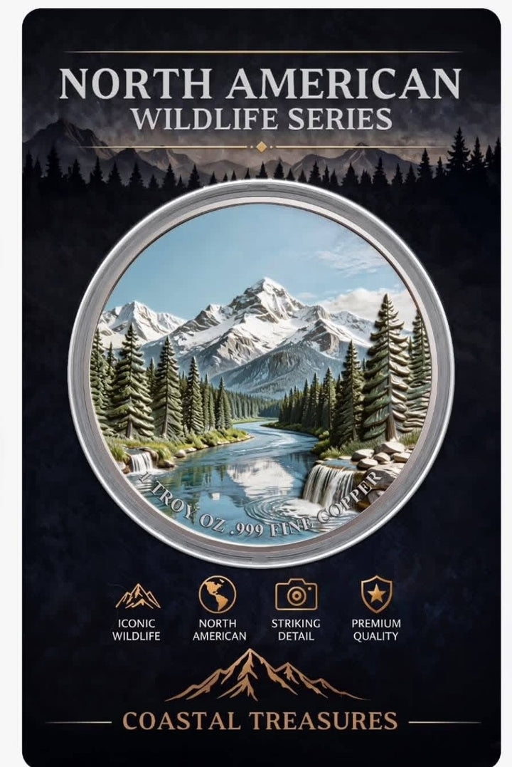 North American Wildlife – Snowy Owl Colorized 1oz Copper Medal in Card