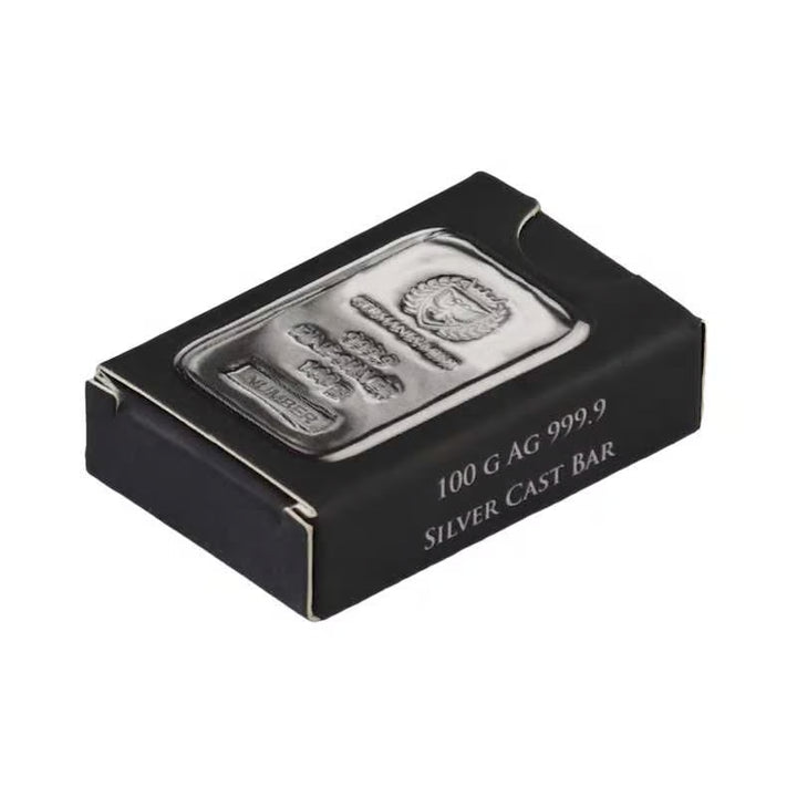 100g Germania Mint Silver Bullion Cast Bar