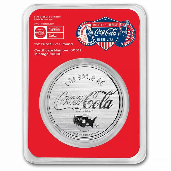 2026 Coca-Cola Americana 1oz Silver Colourised Coin in TEP