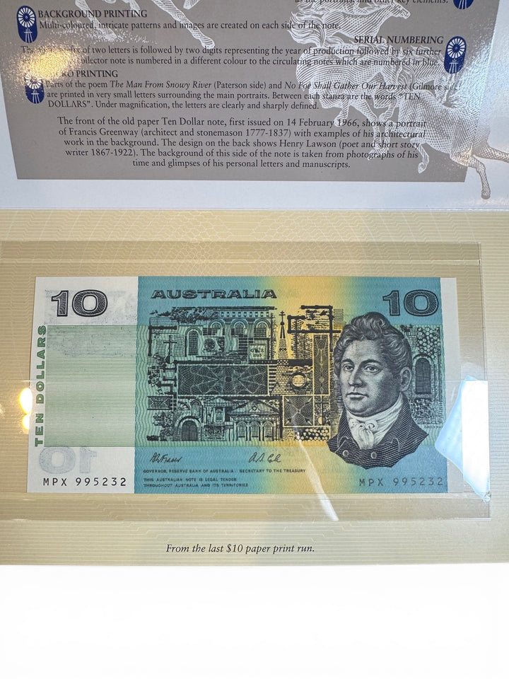 1993 NPA First &amp; Last $10 Banknote Folder