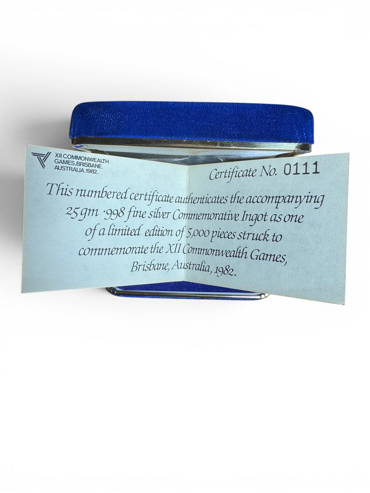 1982 XII Commonwealth Games Fine Silver Ingot