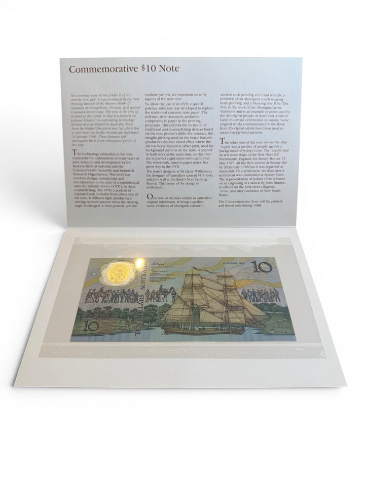 1988 $10 Bicentennial First Issue Banknote – Johnston/Fraser