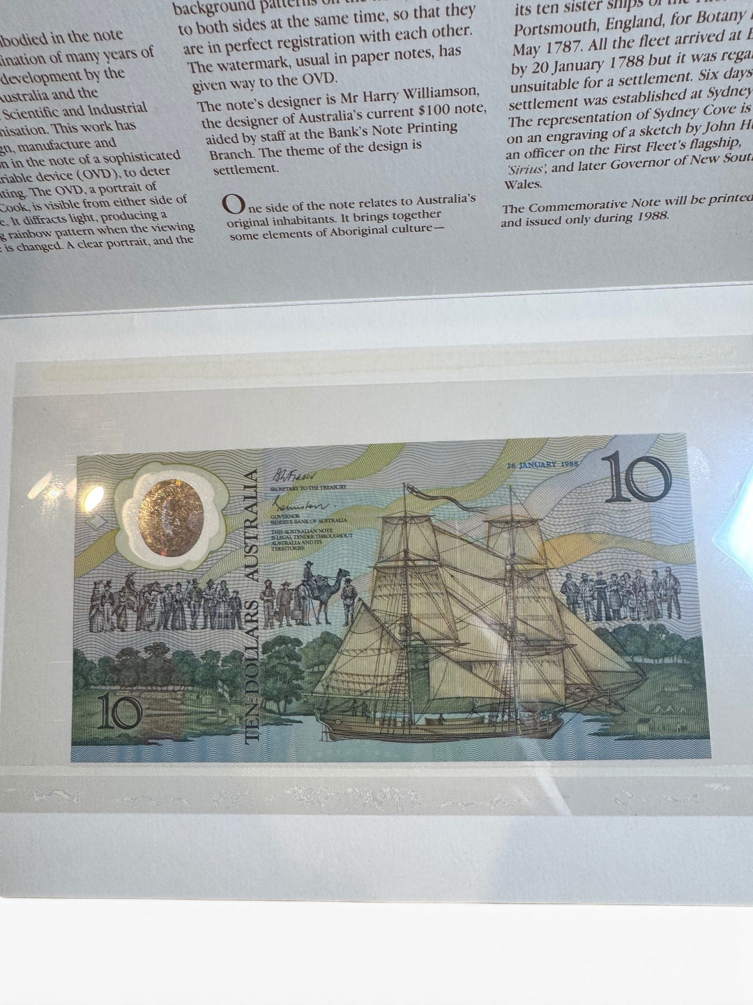 1988 $10 Bicentennial First Issue Banknote – Johnston/Fraser