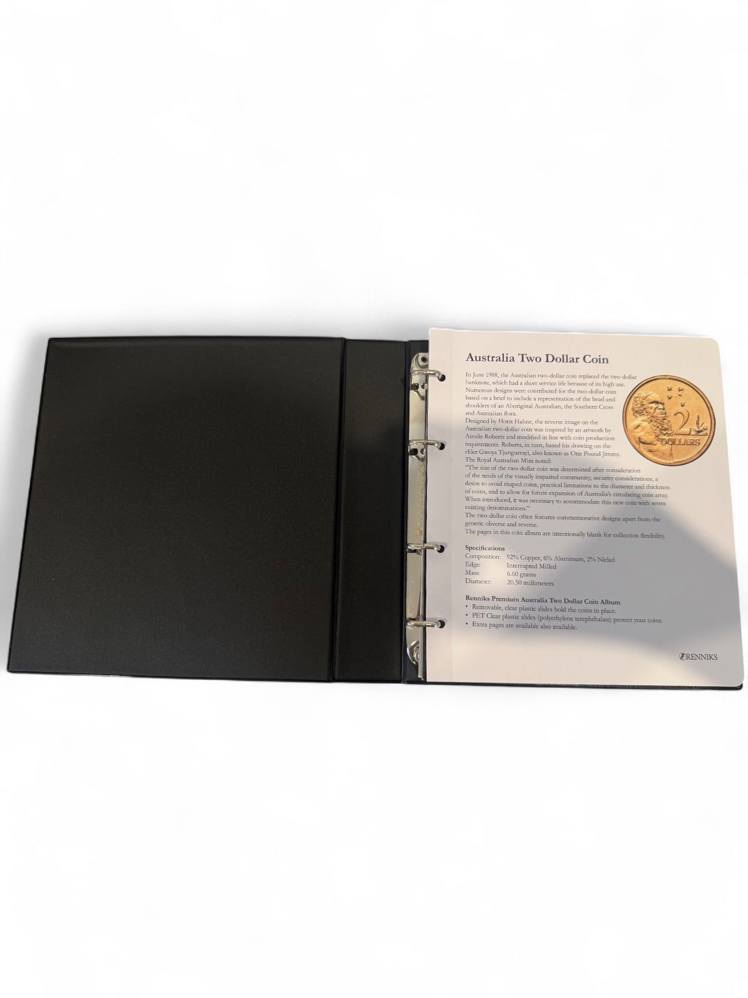 Renniks Premier Australian $2 Coin Album – Binder & Slipcase (Holds 80 Coins) The Coin Shed