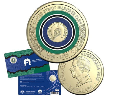Torres Strait Islander Flag 2025 $2 Coloured C Mintmark Uncirculated Coin Card
