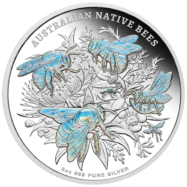 2026 Australian Native Bees - Special Release 5oz Proof Hologram Silver Coin