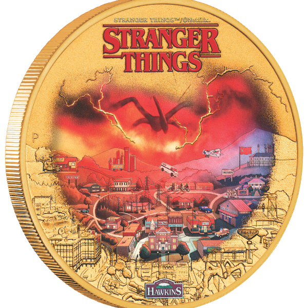 Stranger Things - Hawkins 2026 $1 Colour Gold-plated Uncirculated Coin
