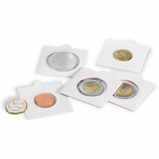 MATRIX SELF-ADHESIVE COIN HOLDERS – 25 MM (WHITE, PACK OF 25) – FITS 10c COINS
