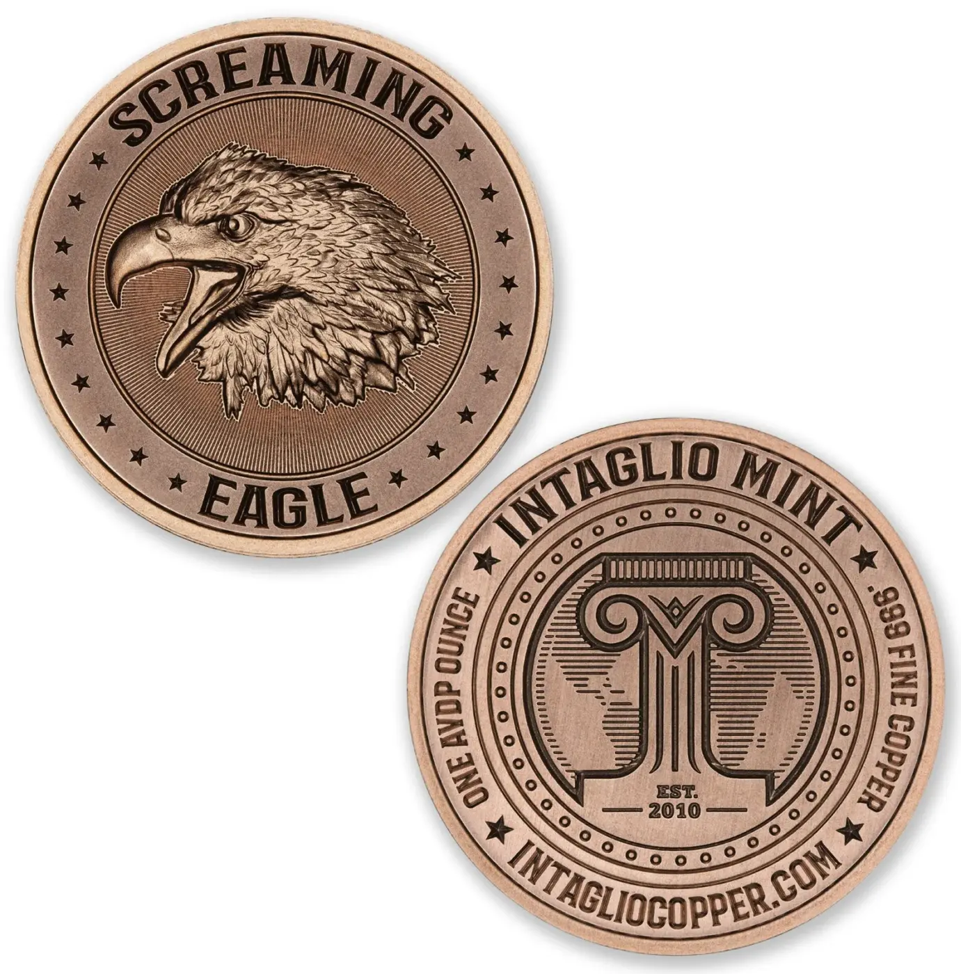Intaglio Mint Screaming Eagle 1 oz Copper Round